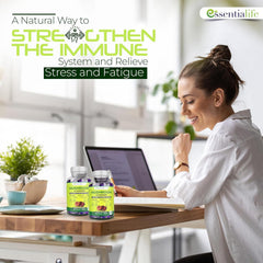 Essentialife Mushroom Gummies on wooden surface for a daily wellness ritual.