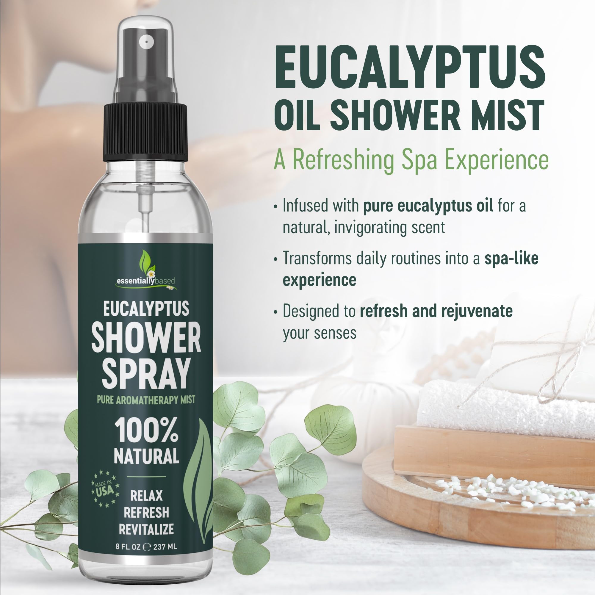 EssentiallyBased aromatic eucalyptus refresh room scent suitable for sauna
