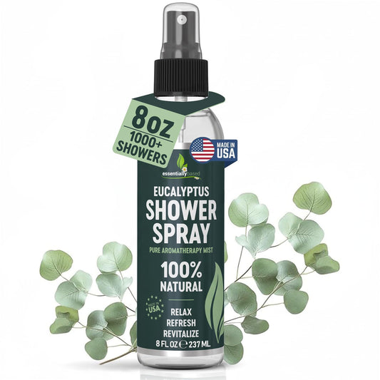 EssentiallyBased Pure Eucalyptus Shower Spray bottle pour for spa-like shower aroma