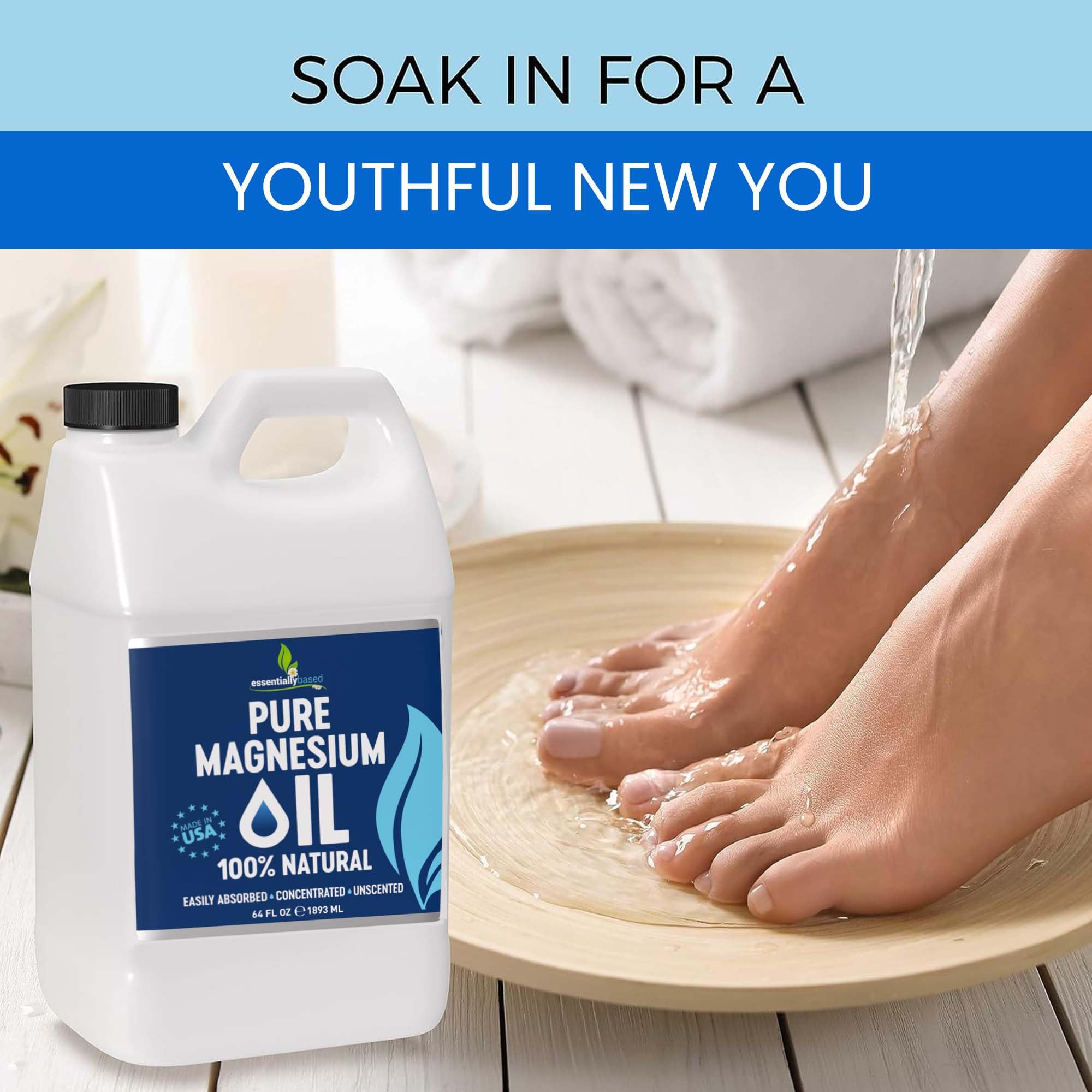 EssentiallyBased Pure Magnesium Oil Spray 100% natural and organic base for daily use.
