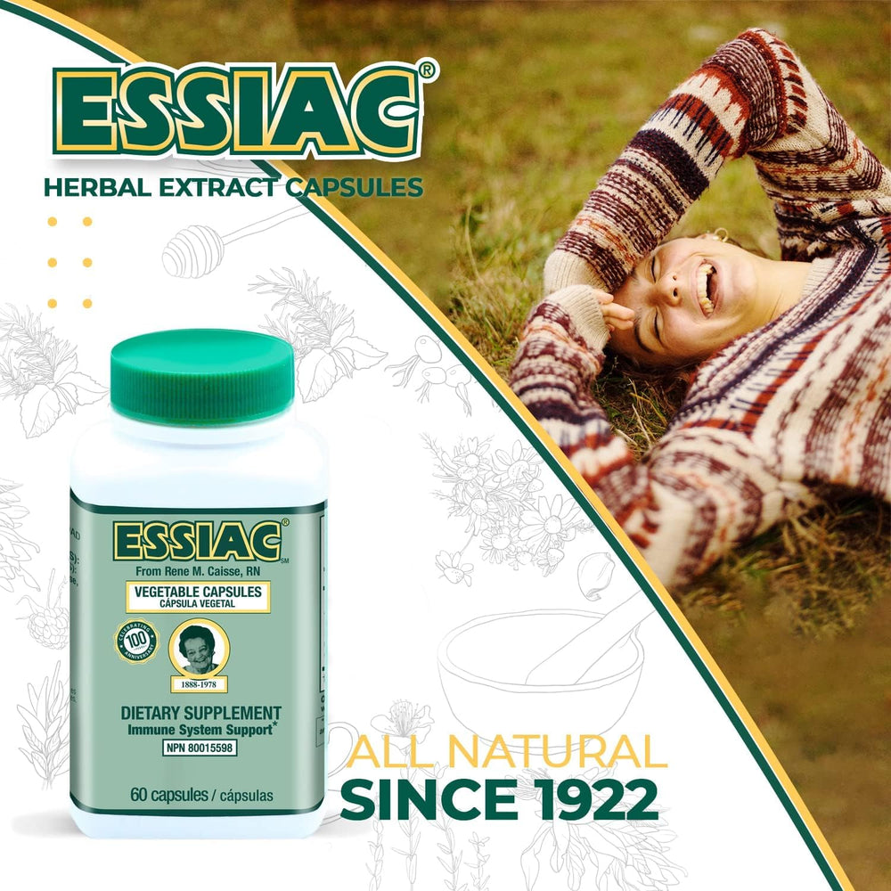 Essiac bottle pour close-up, convenient daily antioxidant capsule.