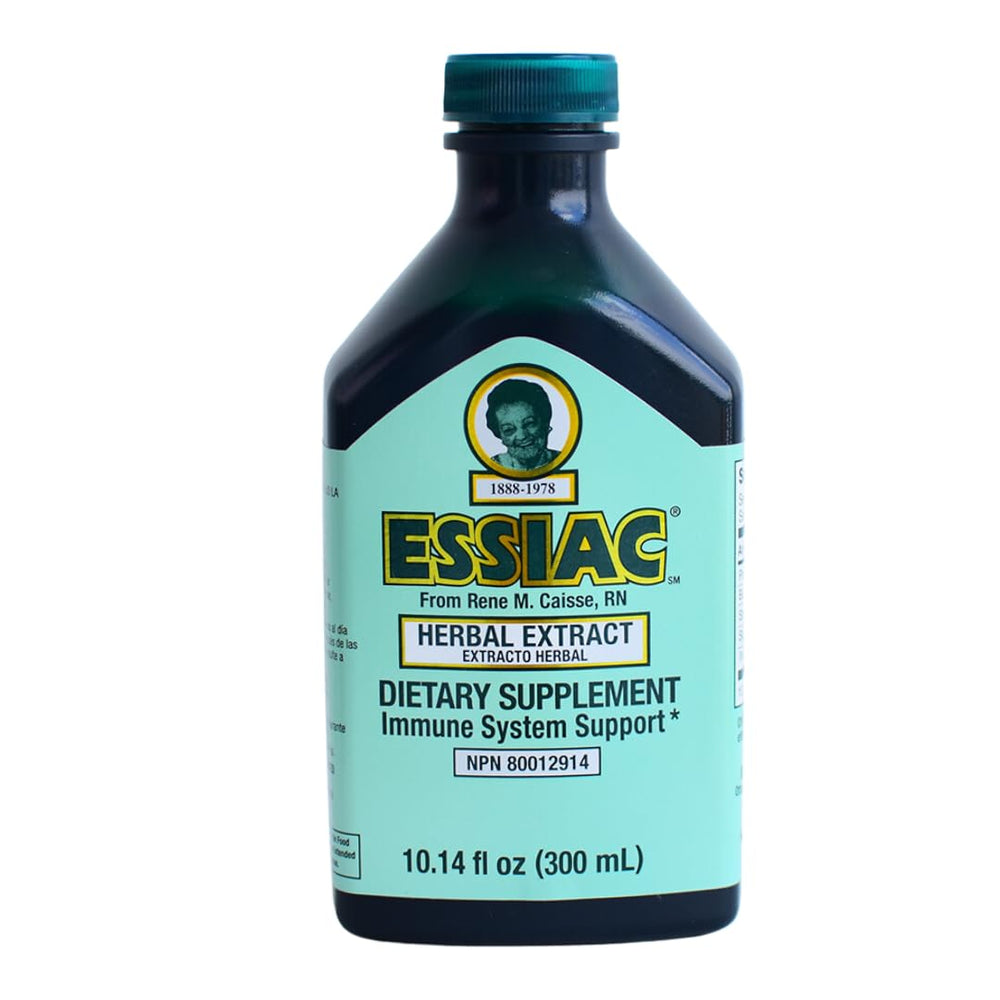 Essiac Original Herbal Liquid Extract bottle demonstrates a concentrated antioxidant blend for daily wellness.