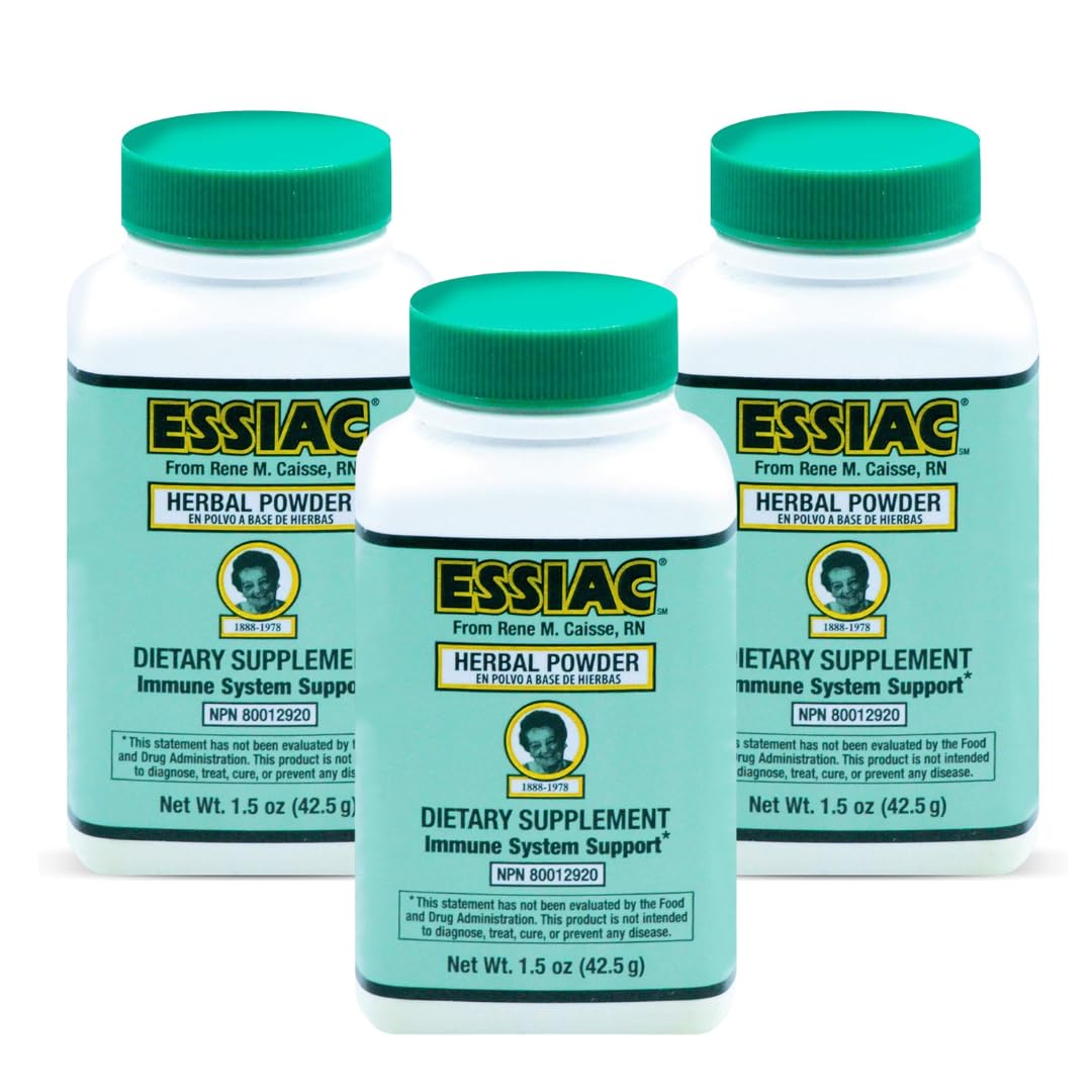Essiac Original Tea Powder bottle, antioxidant-rich blend for daily wellness.