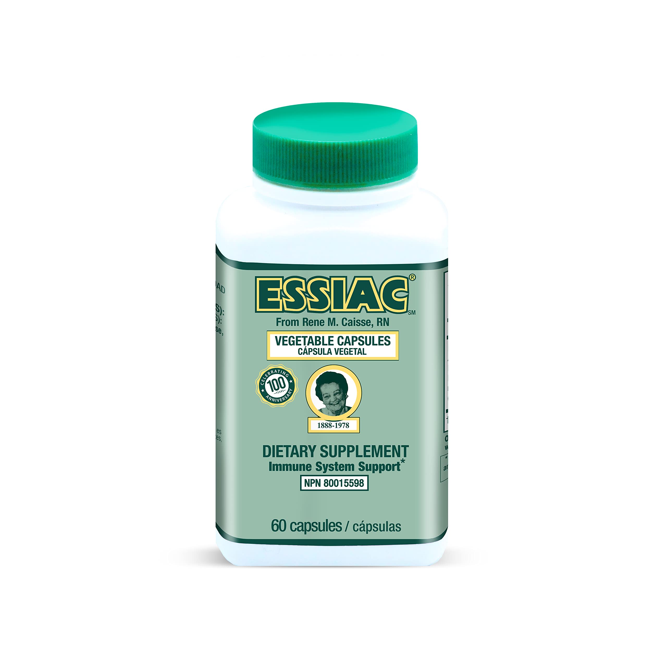 Essiac tea capsules bottle with 60-count pack for convenient daily use.