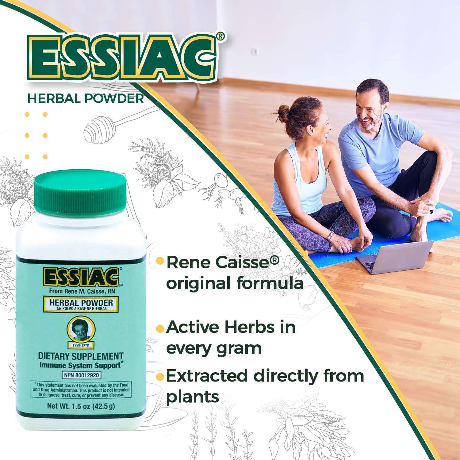 Essiac tea powder pour into cup for a soothing, antioxidant-rich moment.
