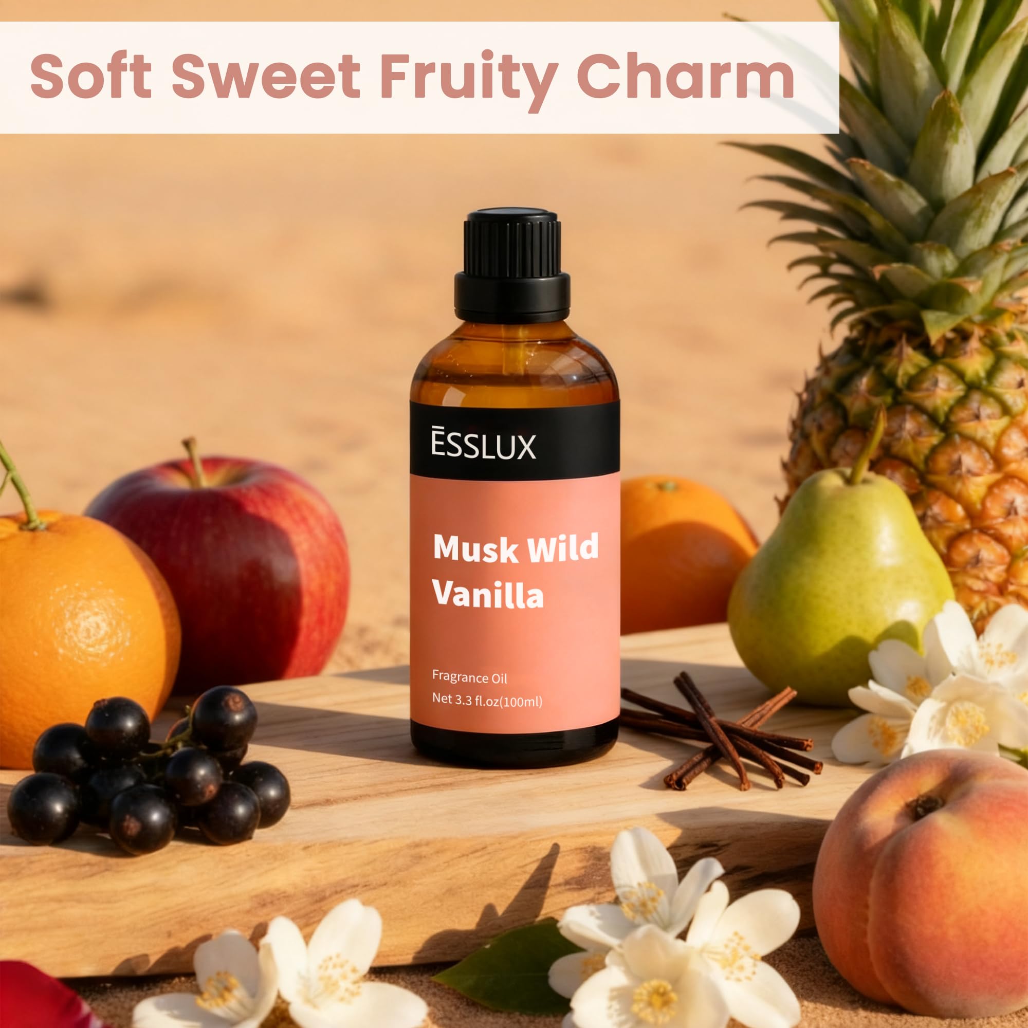 ESSLUX Musk Wild Vanilla diffuser image showing inviting aroma for home