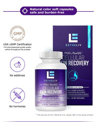 ESTHELIV ingredients panel highlights key nutrients for skin balance.