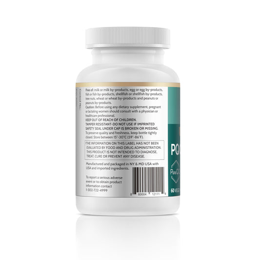 ESTHELIV PQQ capsules close-up with VegeCaps for clean daily energy