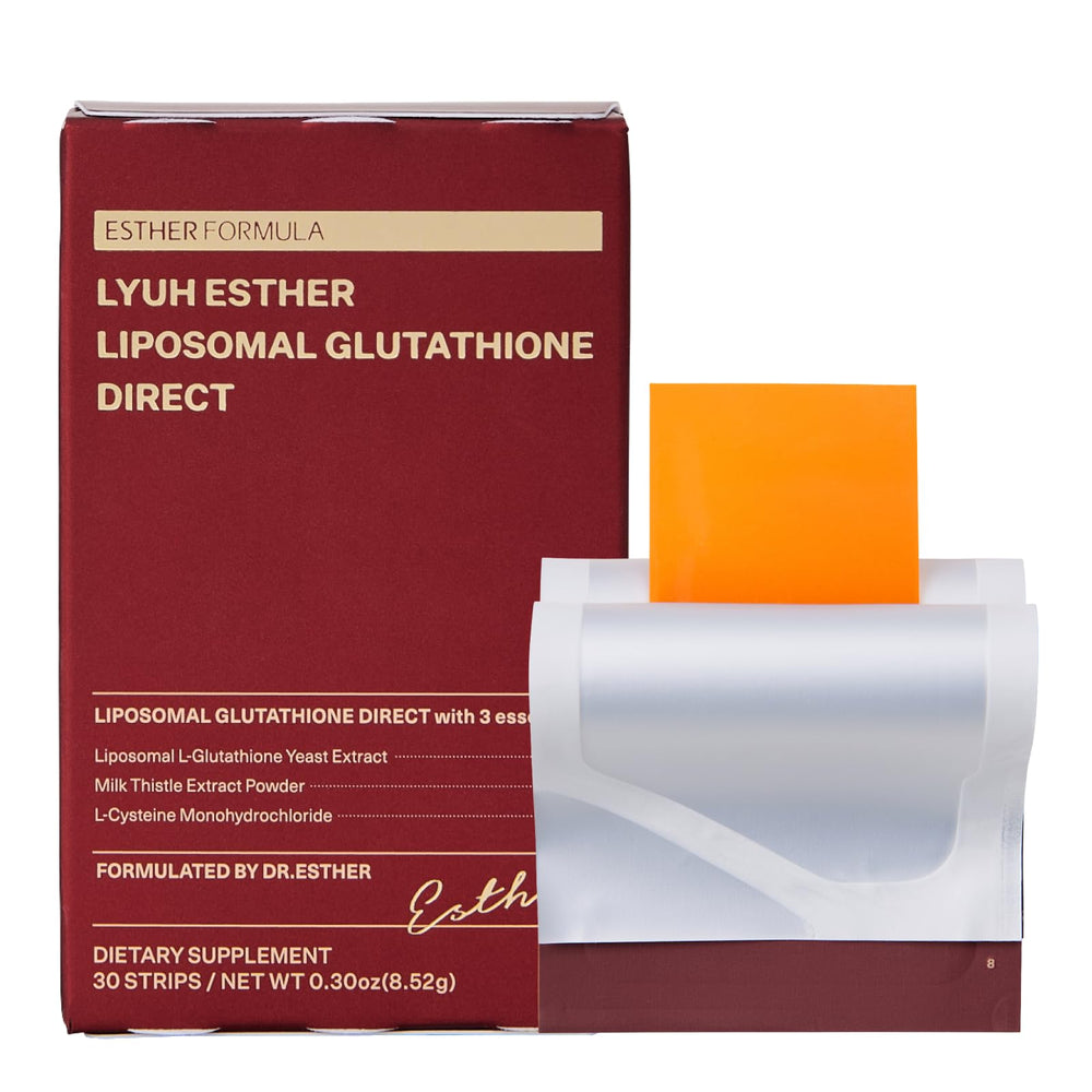 ESTHER FORMULA liposomal glutathione strips packaging for convenient daily use