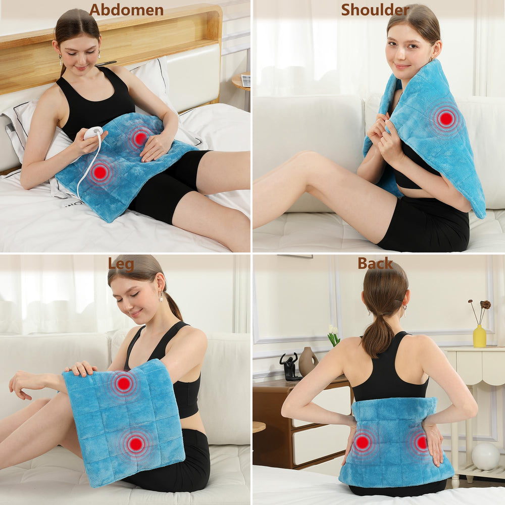 ESTINGO pad shows three heat levels and three massage modes for adjustable comfort