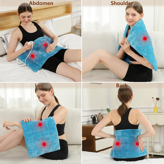ESTINGO pad shows three heat levels and three massage modes for adjustable comfort