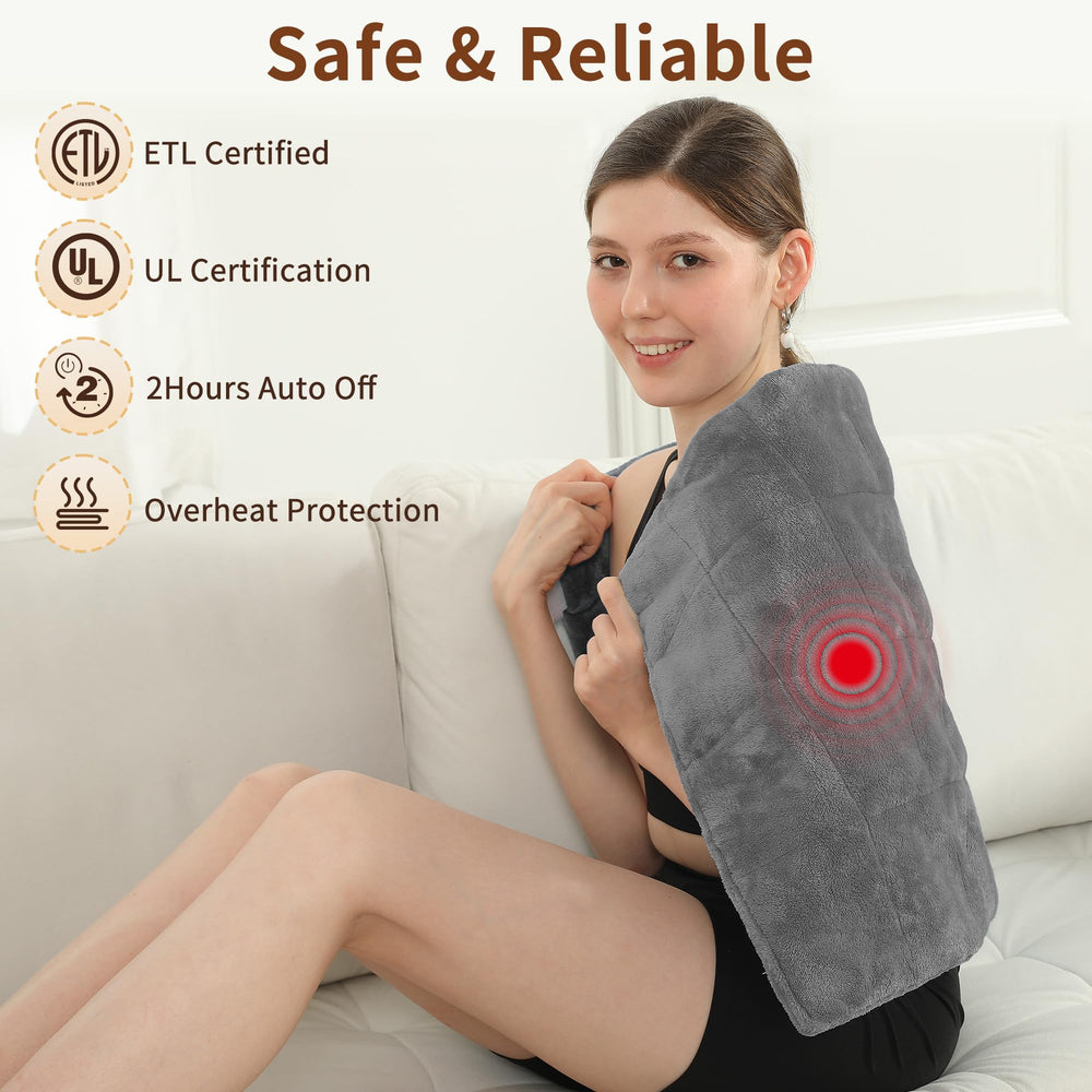 ESTINGO UL and ETL certified heating pad with safety features.