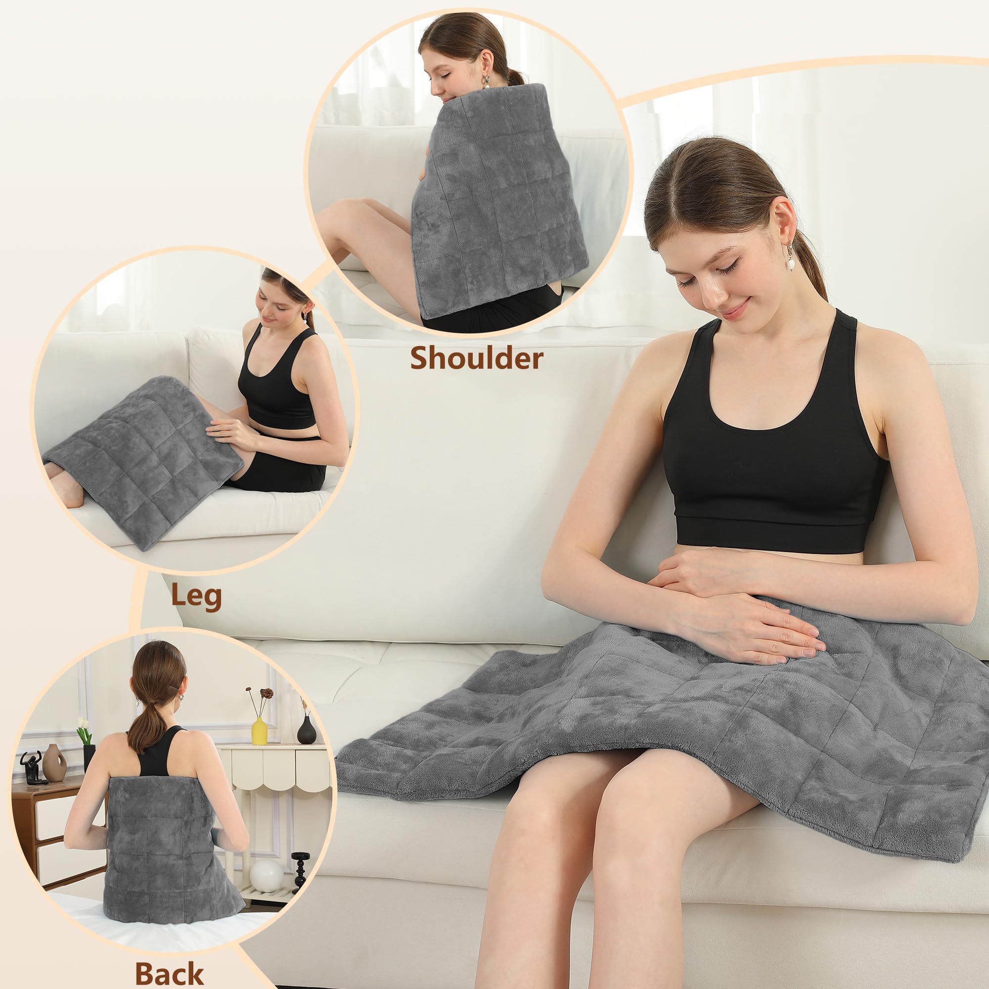 ESTINGO weighted heating pad large back coverage distributes heat evenly across a broad area.