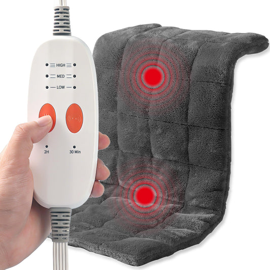 ESTINGO weighted heating pad with massage control panel for quick customized relief