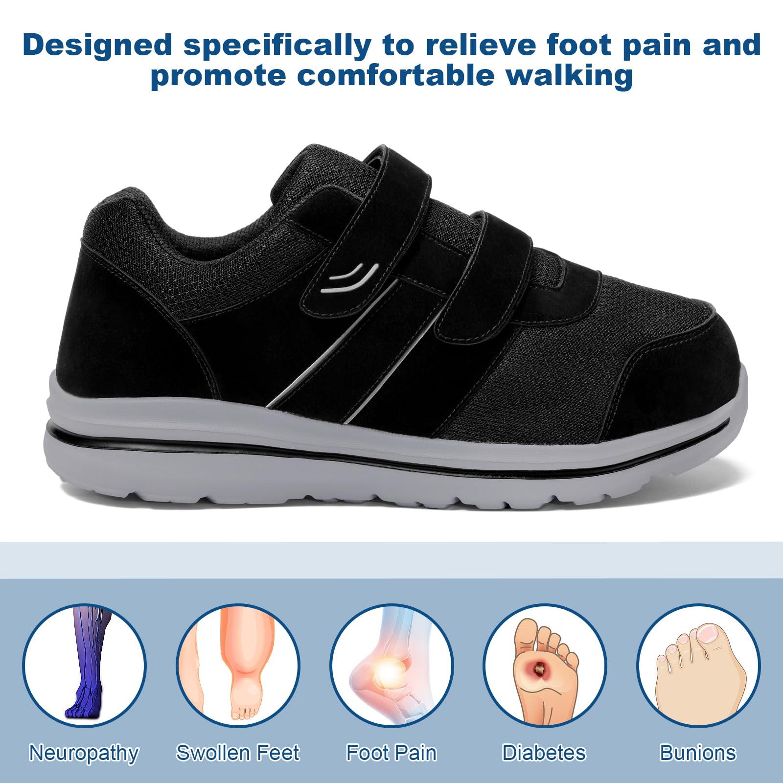 Estinko diabetic shoes with breathable mesh upper for all-day dryness.
