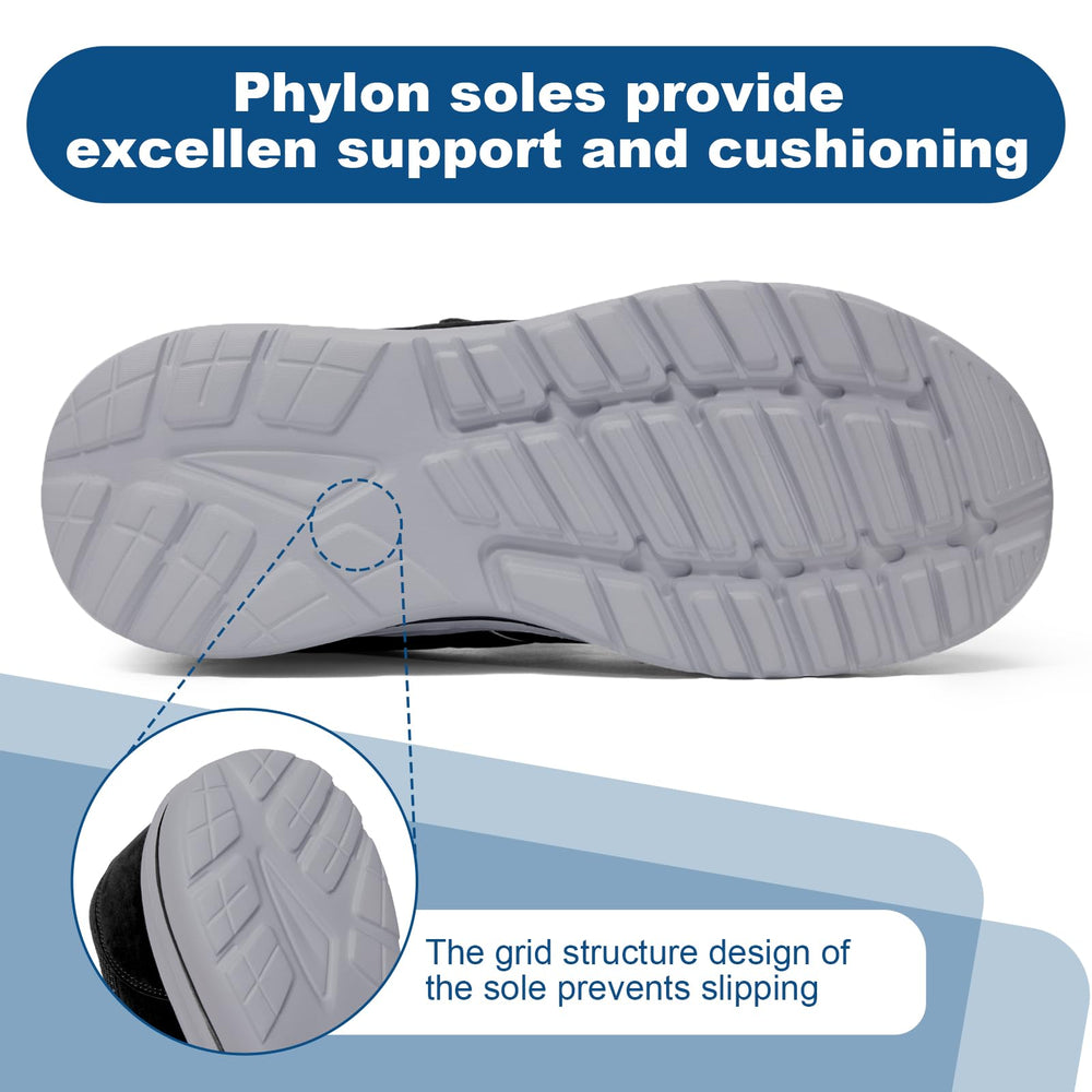 Estinko diabetic shoes with Phylon sole for cushioning and reliable traction.
