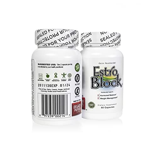 Estroblock capsules close-up highlighting quality ingredients.