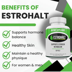 Estrohalt pills close-up showing compact capsules for easy dosing.
