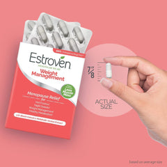 Estroven Weight Management capsules demonstrating drug-free support.