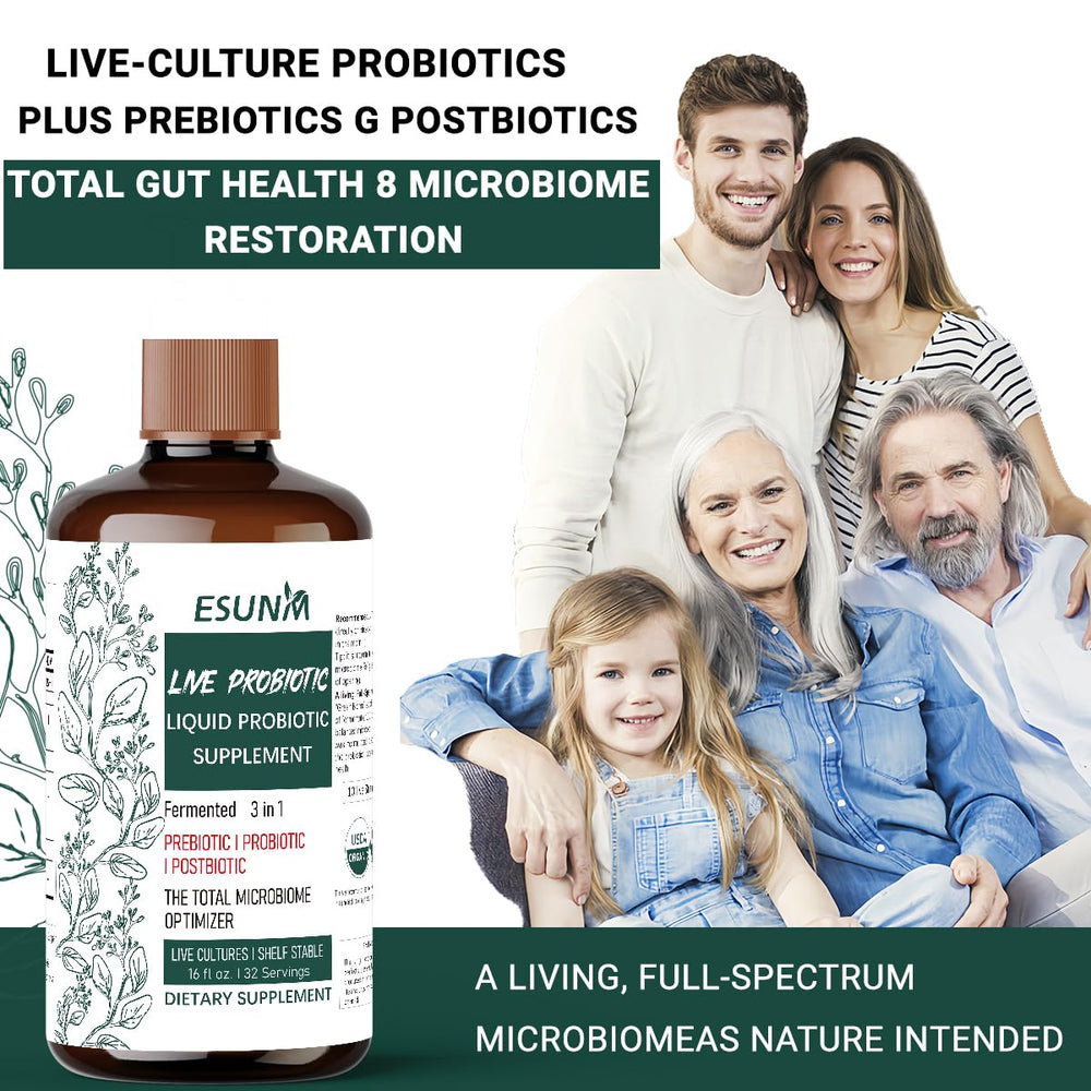 ESUNM full-spectrum microbiome balance concept image hints at holistic gut health.