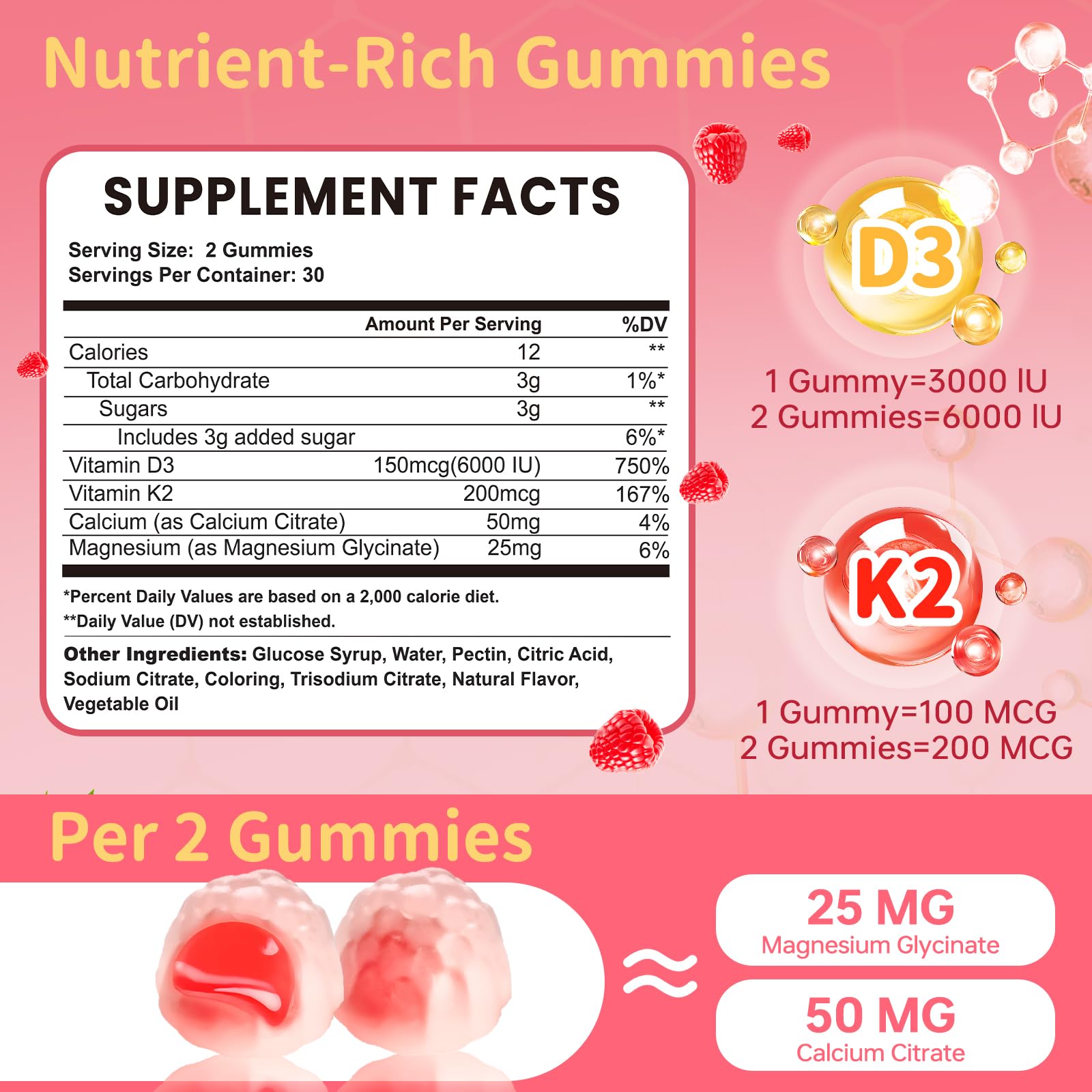 Esverco D3 K2 gummies with liquid center for faster absorption and daily support