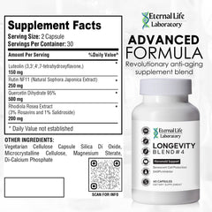 Quercitin rhodiola luteolin rutin capsules close-up highlighting quality ingredients.