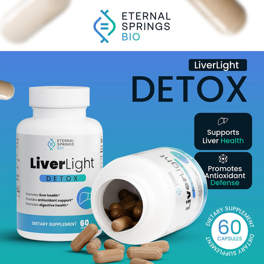 LiverLight Detox capsules neatly arranged in bottle for daily use