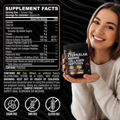 Scoop of Eternalabs collagen peptides dissolving in water