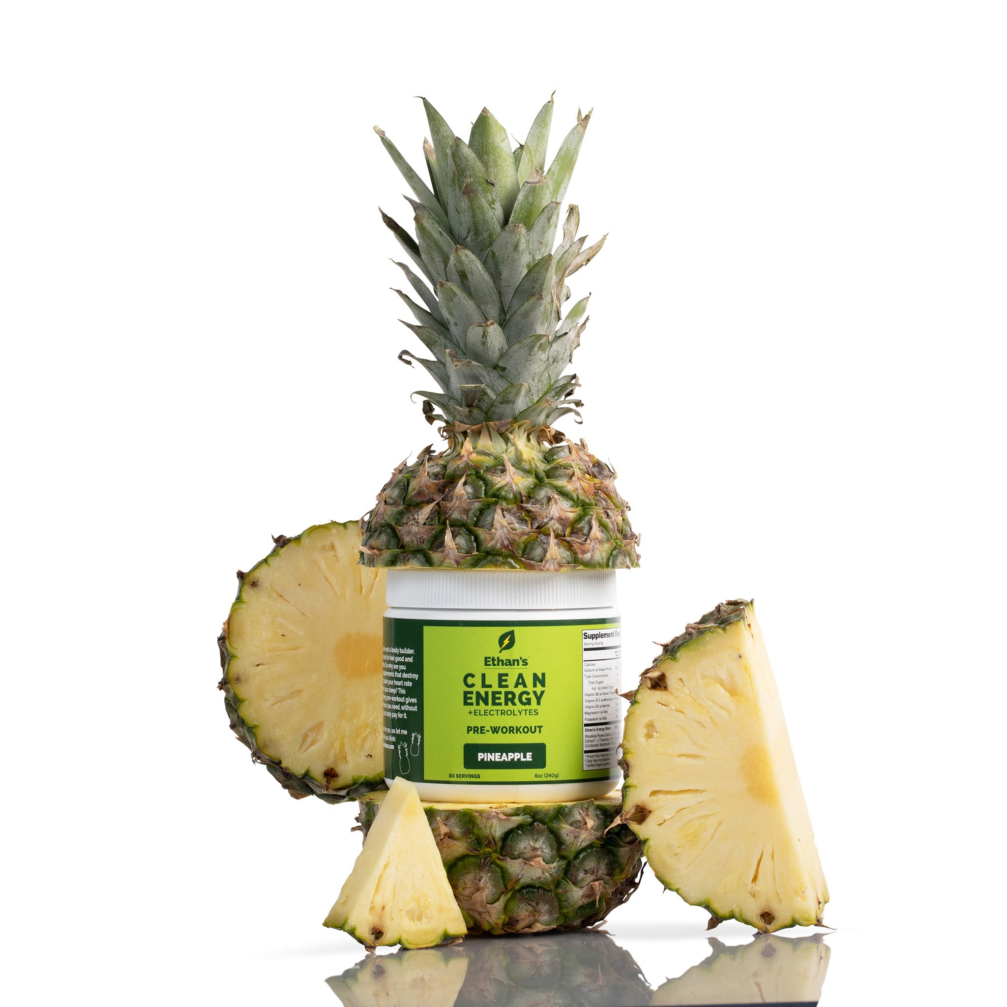 Ethan's Feel Good pre-workout pineapple tub ready for quick fueling before training.