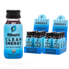 Ethan's Organic Clean Energy Shots bottle front for quick focus on the go.