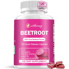 Etheray Beet Root Capsules bottle front showing natural vegan supplement for daily wellness