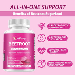 Packaging scene of Etheray Beet Root Capsules on a kitchen counter