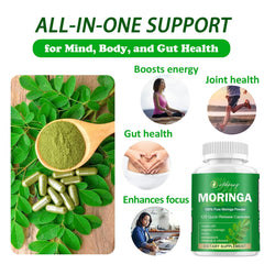 Close-up of Etheray moringa capsules showing pure extract