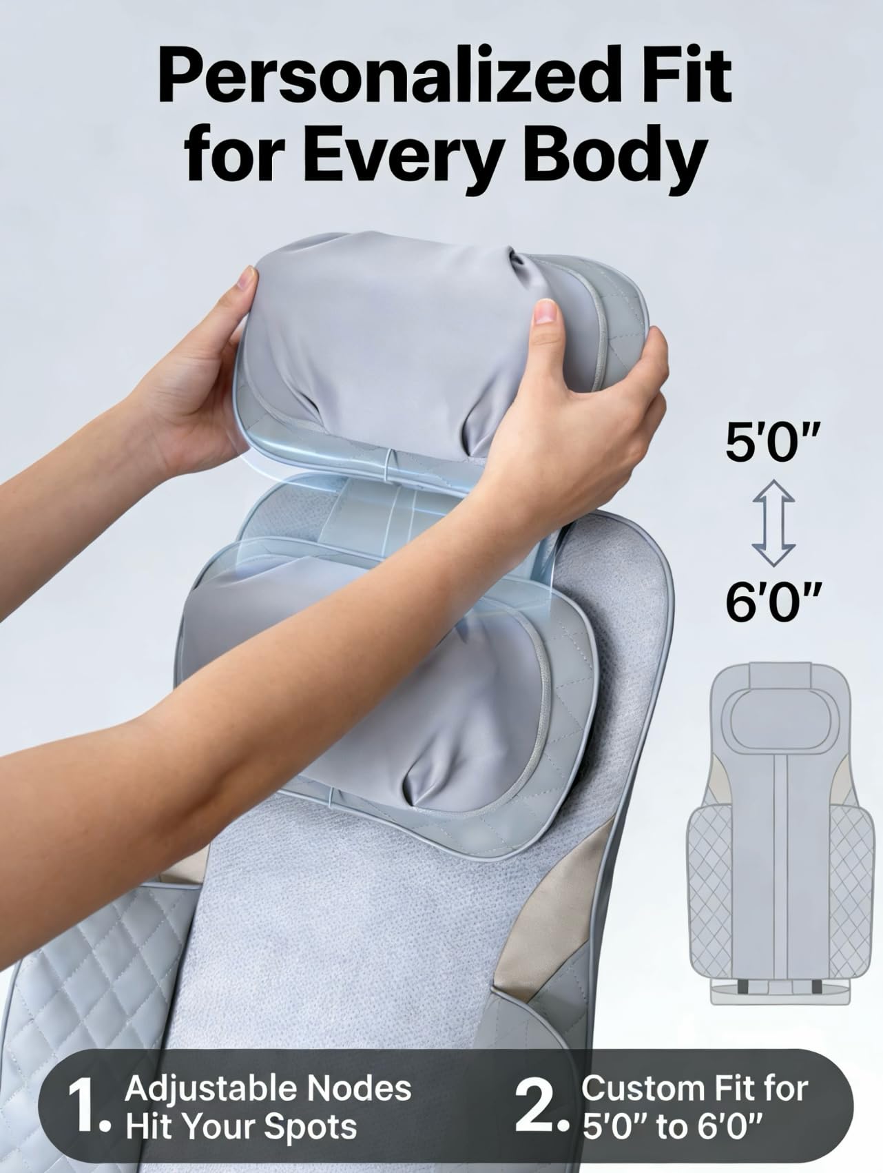 Ethereal Wellness dual-heat zones deliver comforting warmth for neck and waist.