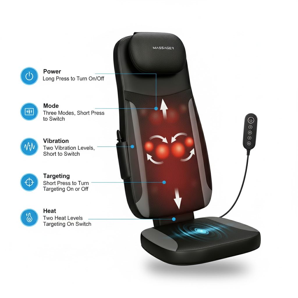 Ethereal Wellness full body massage chair pad on a recliner or car seat