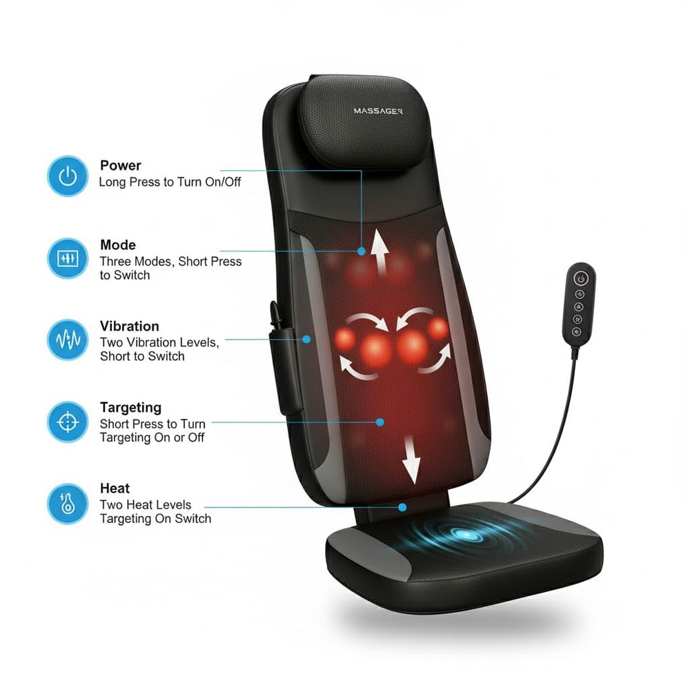 Ethereal Wellness full body massage chair pad on a recliner or car seat