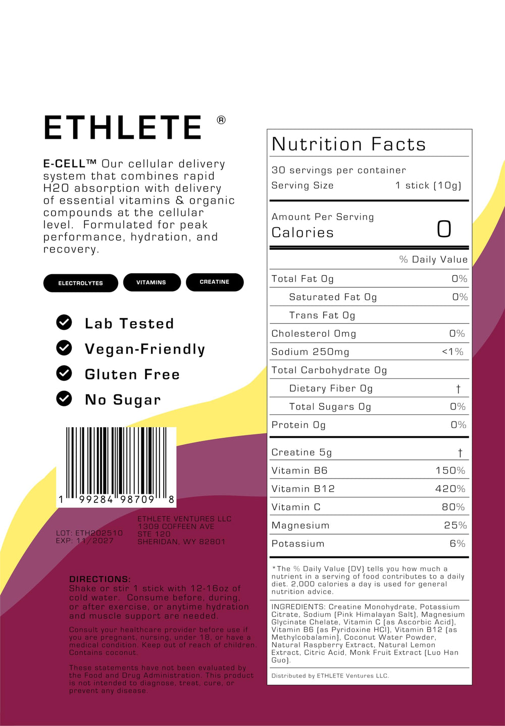 Ethlete Raspberry Lemon powder dispenser demonstrates quick mixing for workouts.