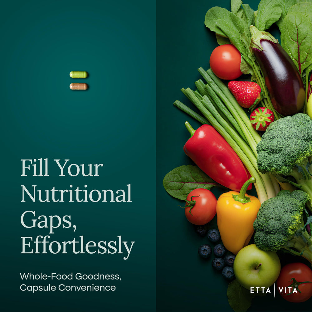 Etta Vita digestive balance greens capsules for comfortable digestion.