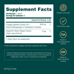 Bioperine complex image illustrating enhanced absorption for Etta Vita fadogia.