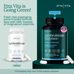 Label of Etta Vita Potent Lumbrokinase detailing non-GMO and gluten-free ingredients.