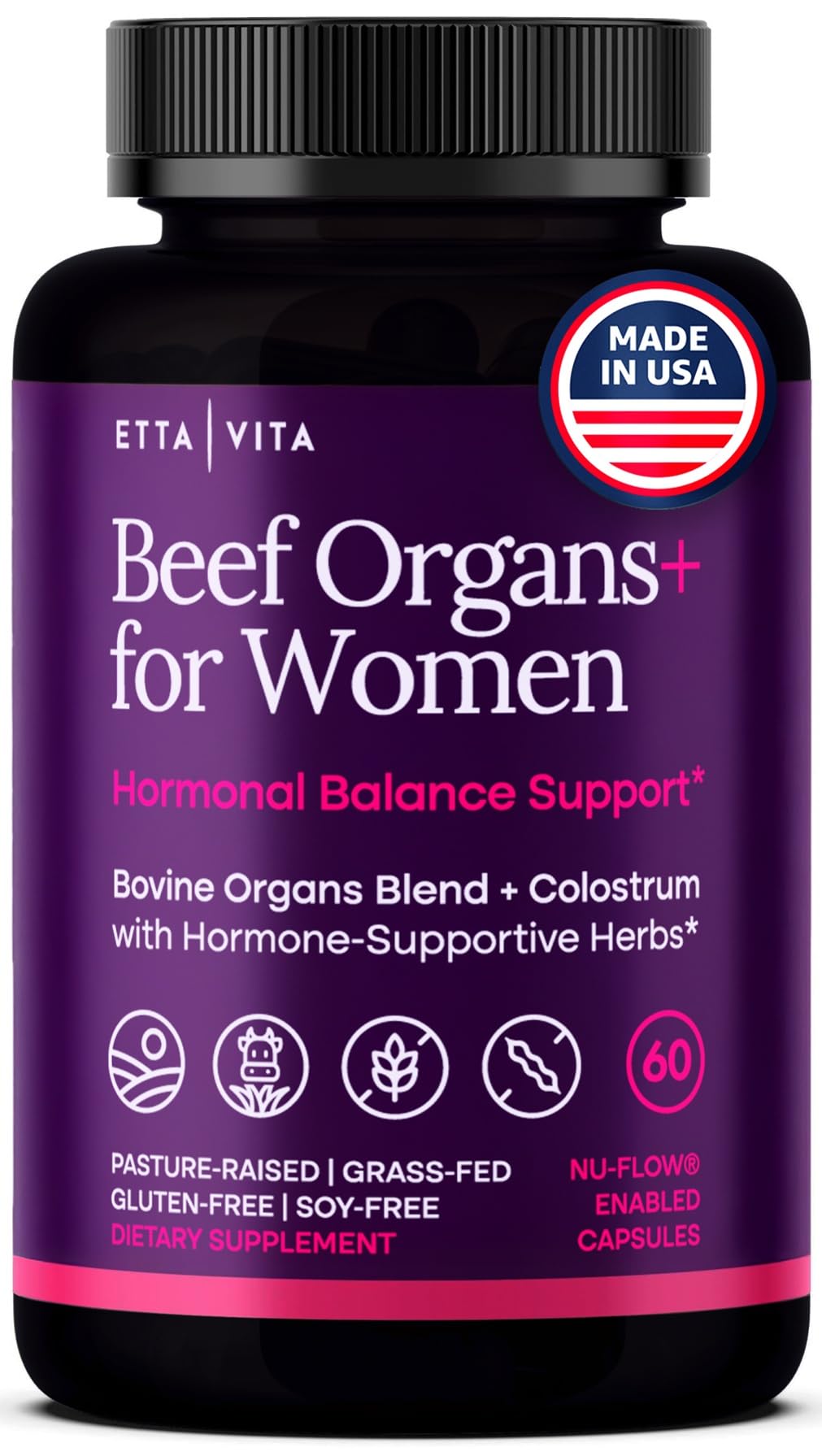 Etta Vita Primal beef organ ovary capsule for women's vitality and balance.