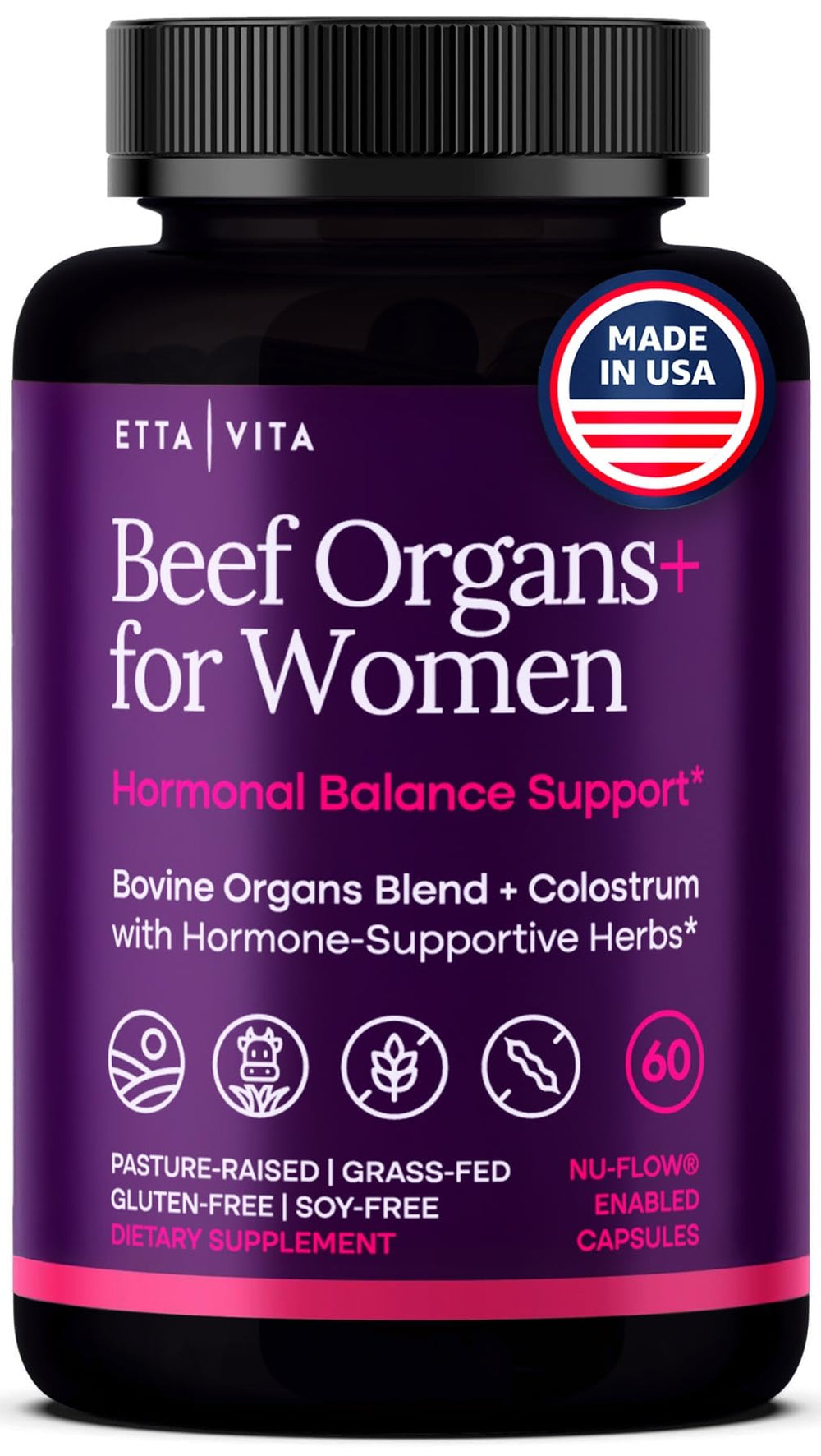 Etta Vita Primal beef organ ovary capsule for women's vitality and balance.