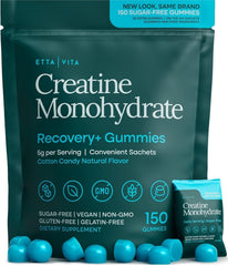 Etta Vita sugar-free creatine gummies pack, convenient daily supplement for active individuals.