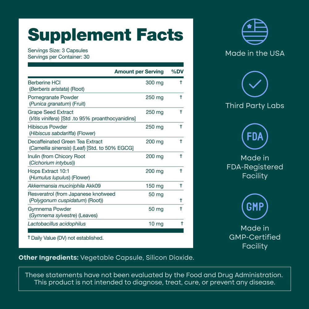 Etta Vita GLP-1 Probiotic ingredients graphic shows Akkermansia and polyphenols