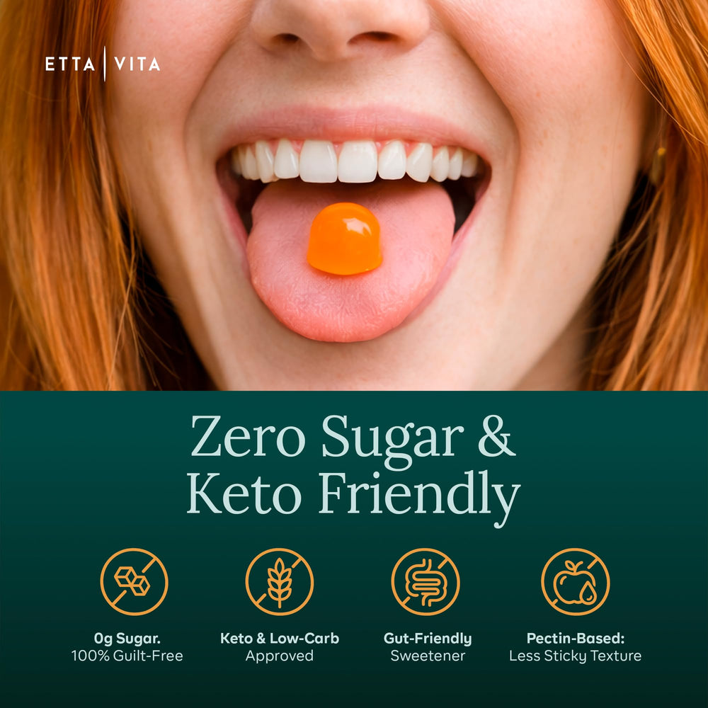 Etta Vita NAC Gummies nutrition label close-up highlights ingredients.