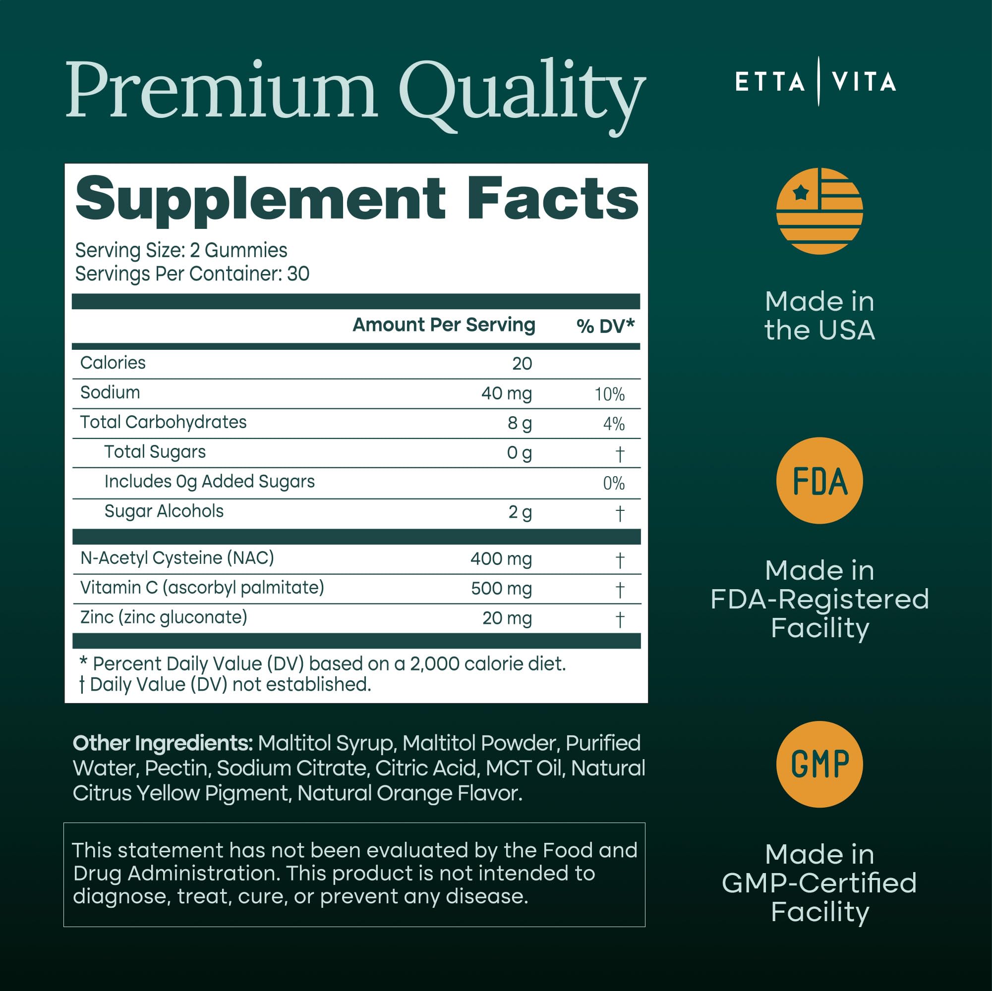 Etta Vita NAC Gummies on-the-go packaging demonstrates portable wellness.