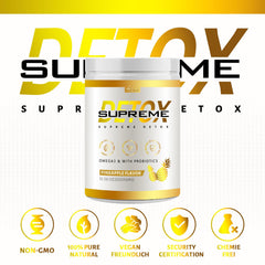 ETUIH Supreme Detox nutrition facts highlight fiber and pineapple flavor context