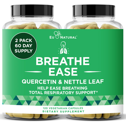 Eu Natural Breathe Inhaler Support bottle with capsules for lung health.