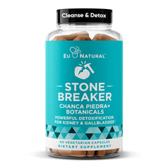 Eu Natural Chanca Piedra Stone Breaker bottle on shelf for daily wellness routine.