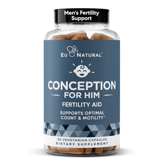 Eu Natural Conception for Him bottle front showing complete fertility support packaging